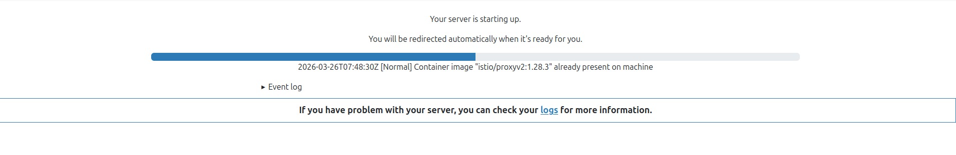 Server spawn progress screen